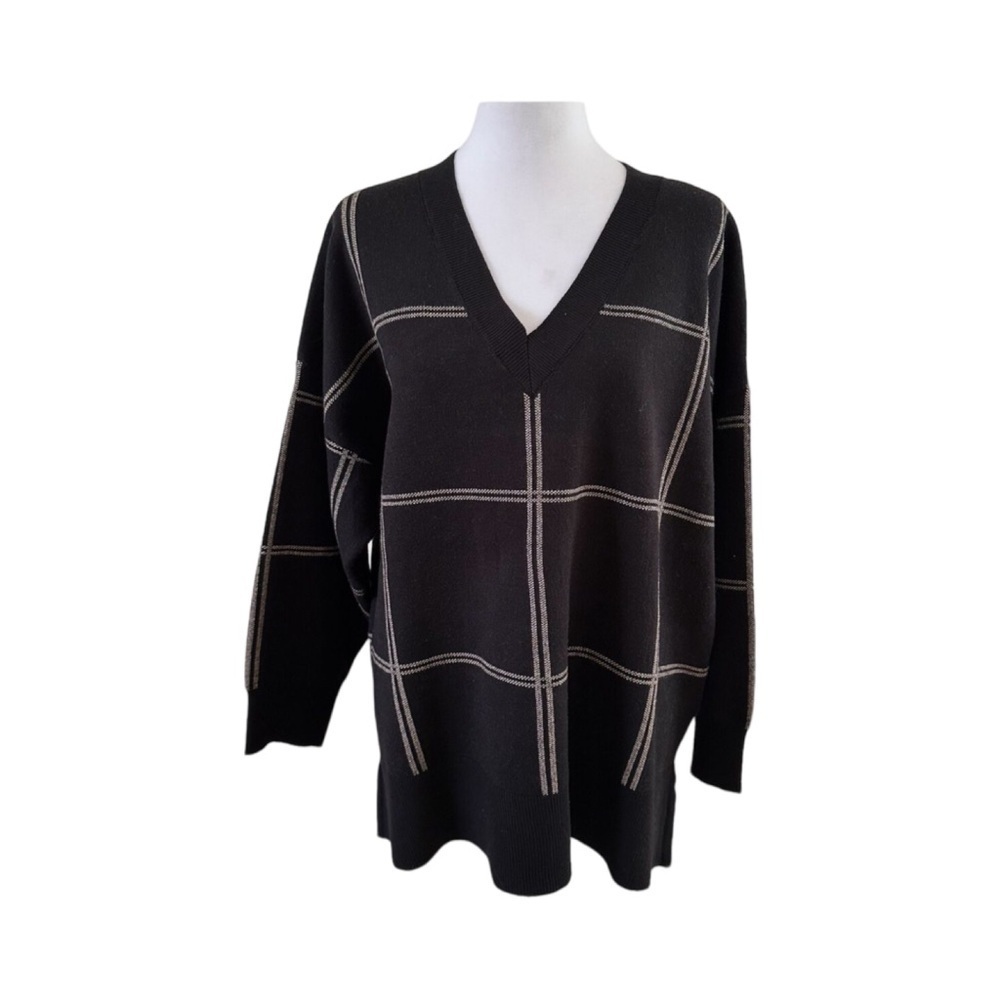 Philosophy Women's Black V-Neck 3/4 Sleeve Sweater Top NWT Size 1X